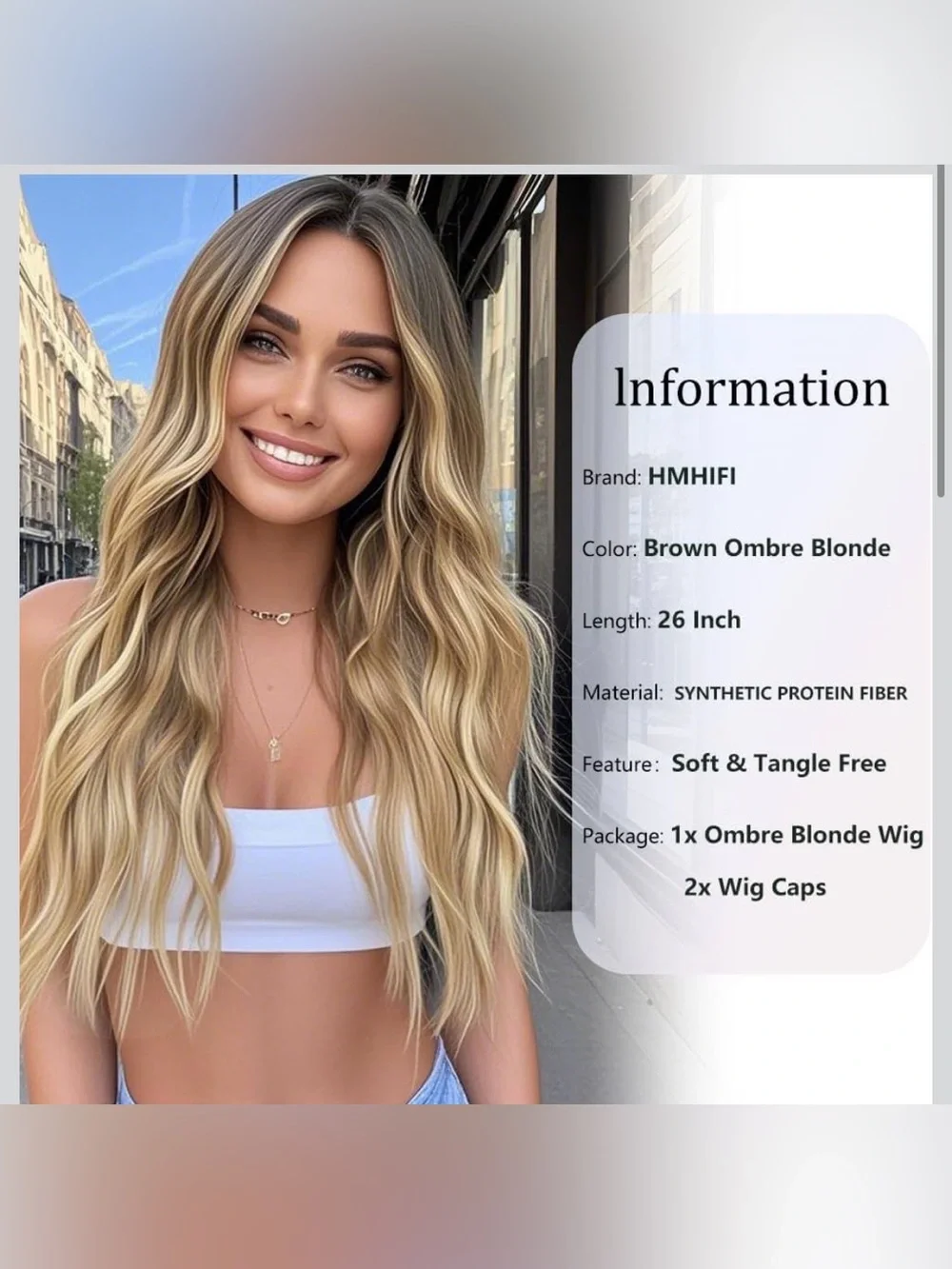 Blonde Wig for Women,26 Inch Long Wavy Curly Middle Part Hair